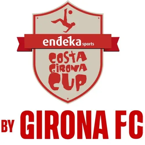 Logo for Endeka Sports Costa Girona Cup by Girona FC in red and beige shield design