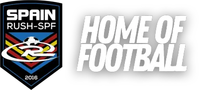 Spain Rush-SPF logo with soccer ball and text “Home of Football” on white background