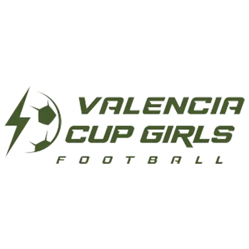 Valencia Cup Girls Football logo in green with a soccer ball and lightning bolt