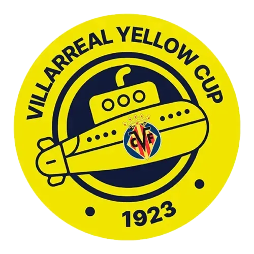 Yellow Villarreal Club logo with submarine emblem and 1923 text