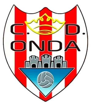 C.D. Onda crest with red-and-white stripes, crown, and blue shield with castles and a soccer ball.