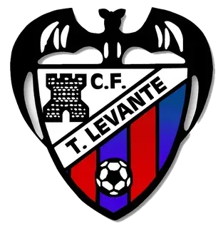 T. Levante C.F. crest with bat, red-blue shield, castle, and soccer ball