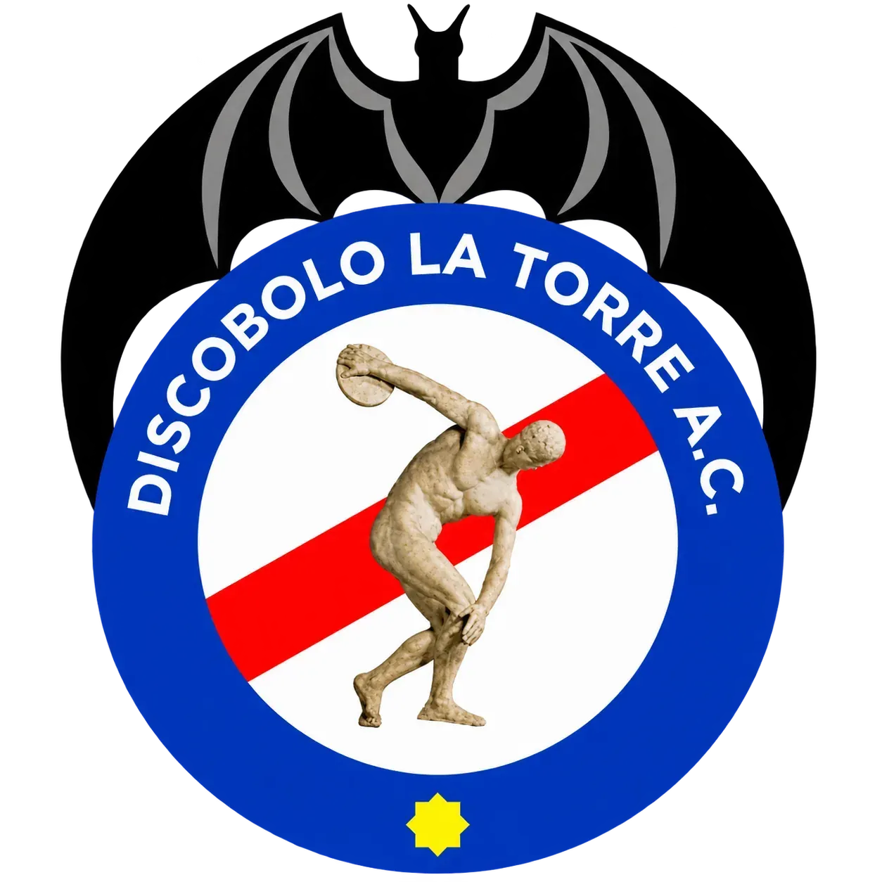 Disobolo La Torre A.C. logo with blue ring, red diagonal stripe, and central figure on white background