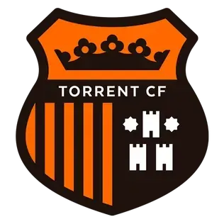Torrent CF soccer club crest in orange, black, and white with a crown and castle towers