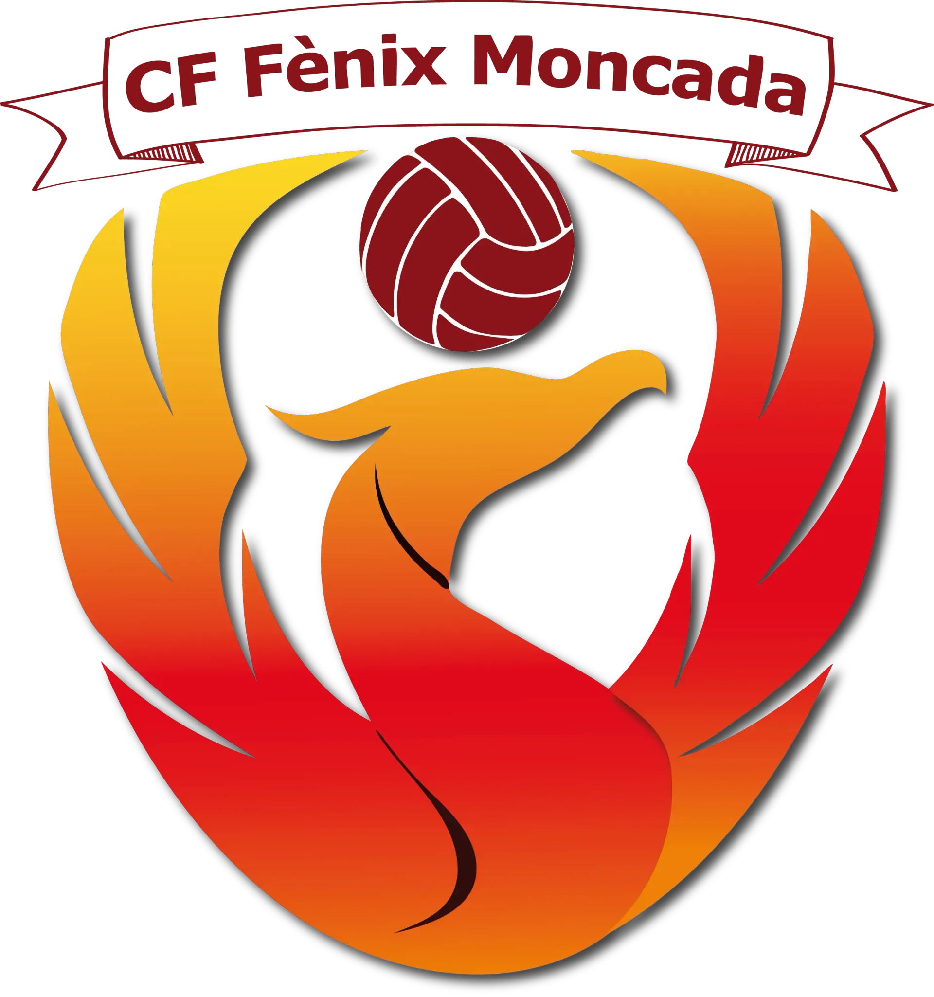 CF Fénix Moncada logo with a red phoenix and volleyball over orange flames