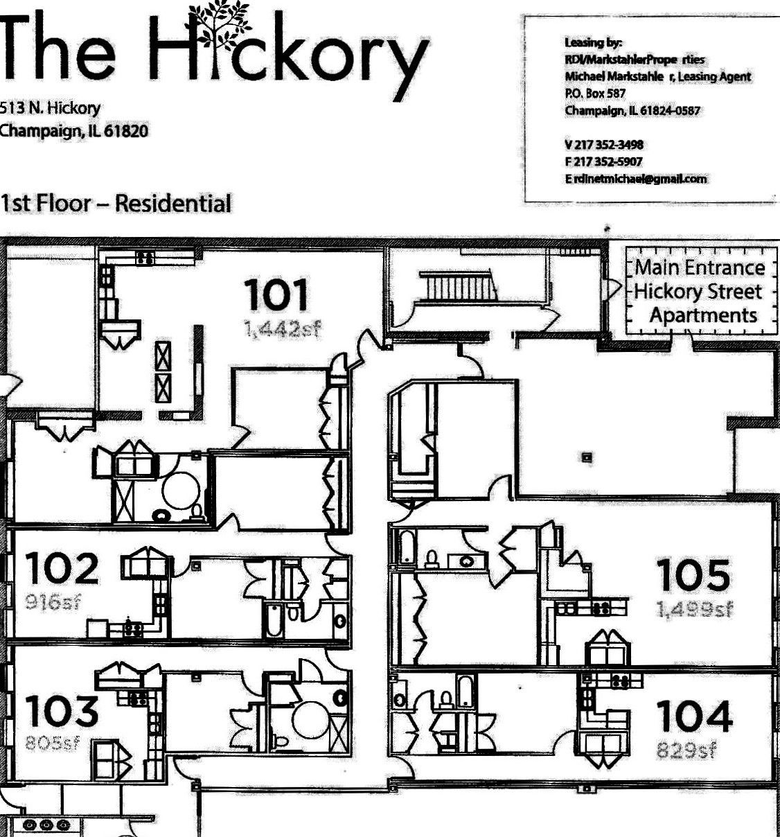 Hickory First Floor Plan - Champaign, JL - RDI Properties Hickory First Floor Plan - Champaign, JL - RDI Properties