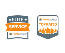 Two HomeAdvisor badges: one orange and gray 