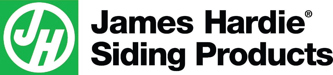 The logo for James Hardie Siding Products, featuring a white