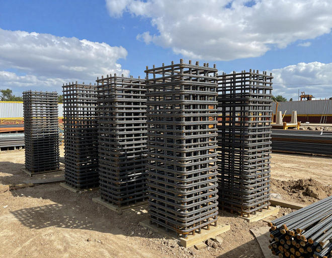 Gabbie metalliche in cantiere edile