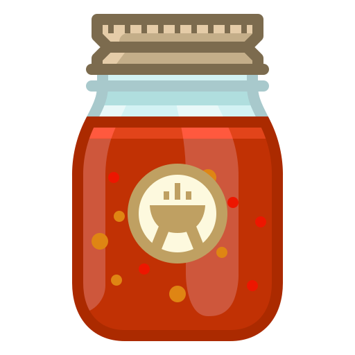 Honey jar with a bee label, filled with amber liquid and sealed with a cork lid