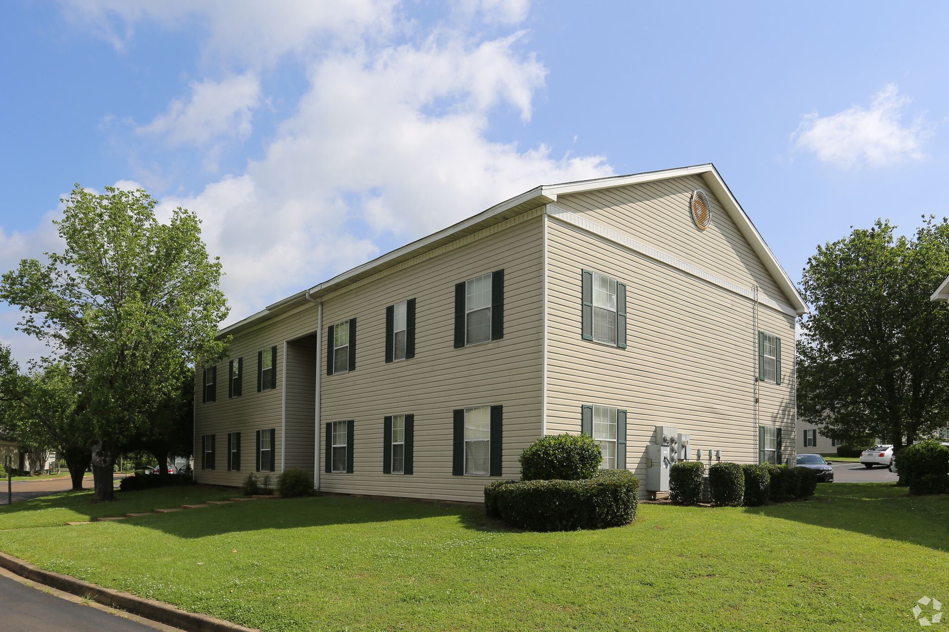 Photo of a building from a 3/4 view