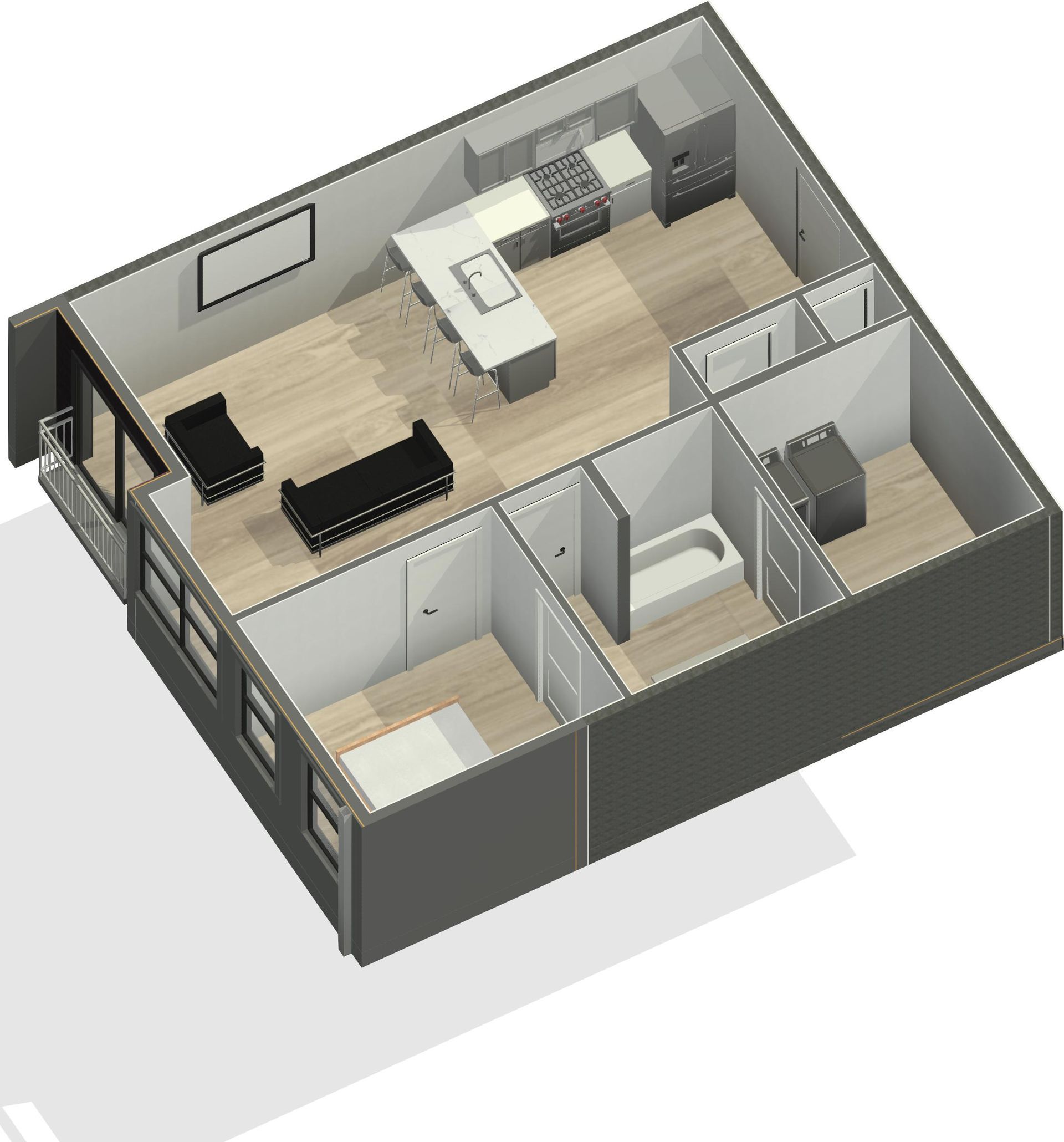 Unit A2 Floor Plan Rendering