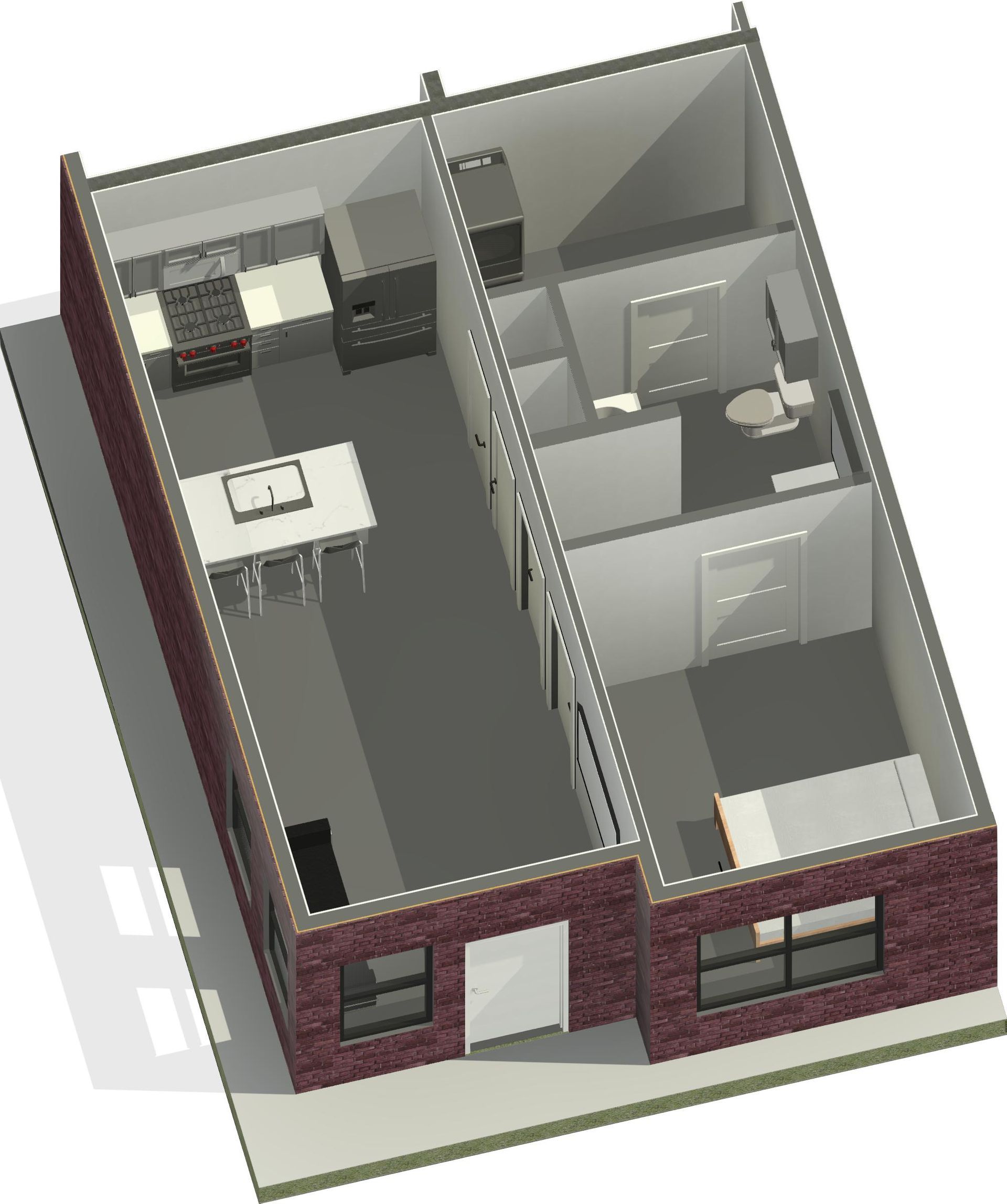 Unit B1 Floor Plan Rendering