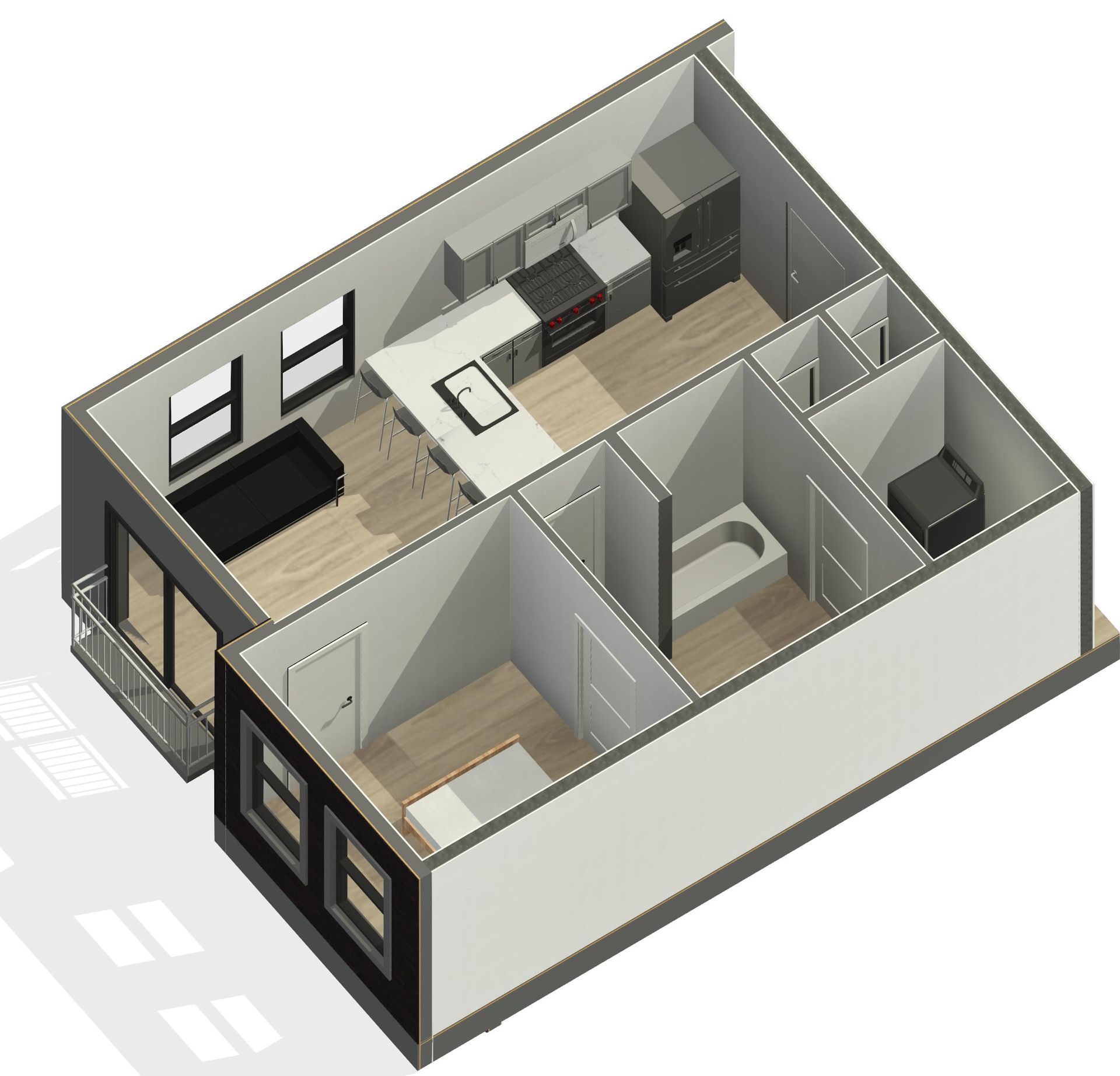 Unit B2 Floor Plan Rendering