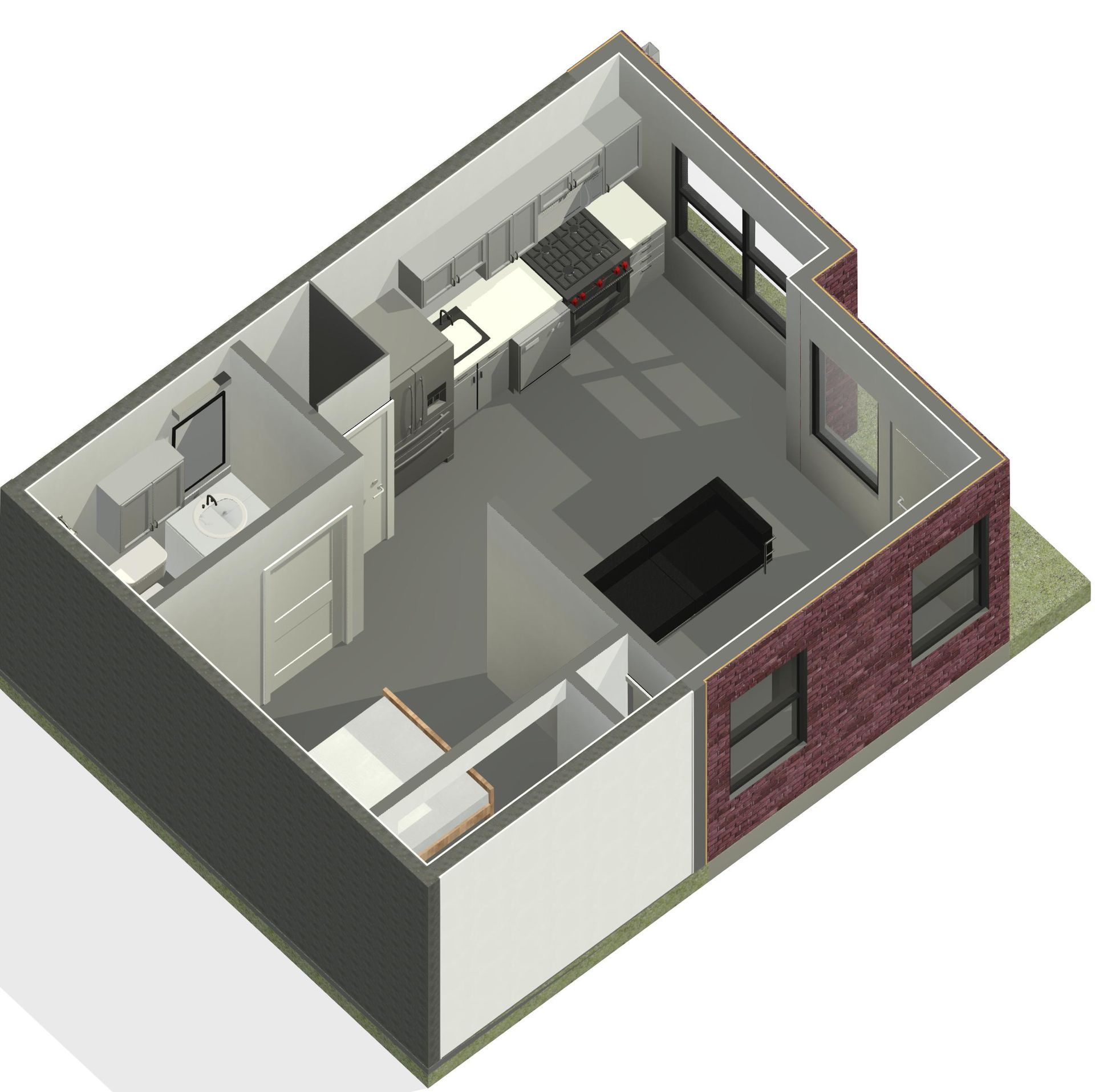 Unit D1 Floor Plan Rendering