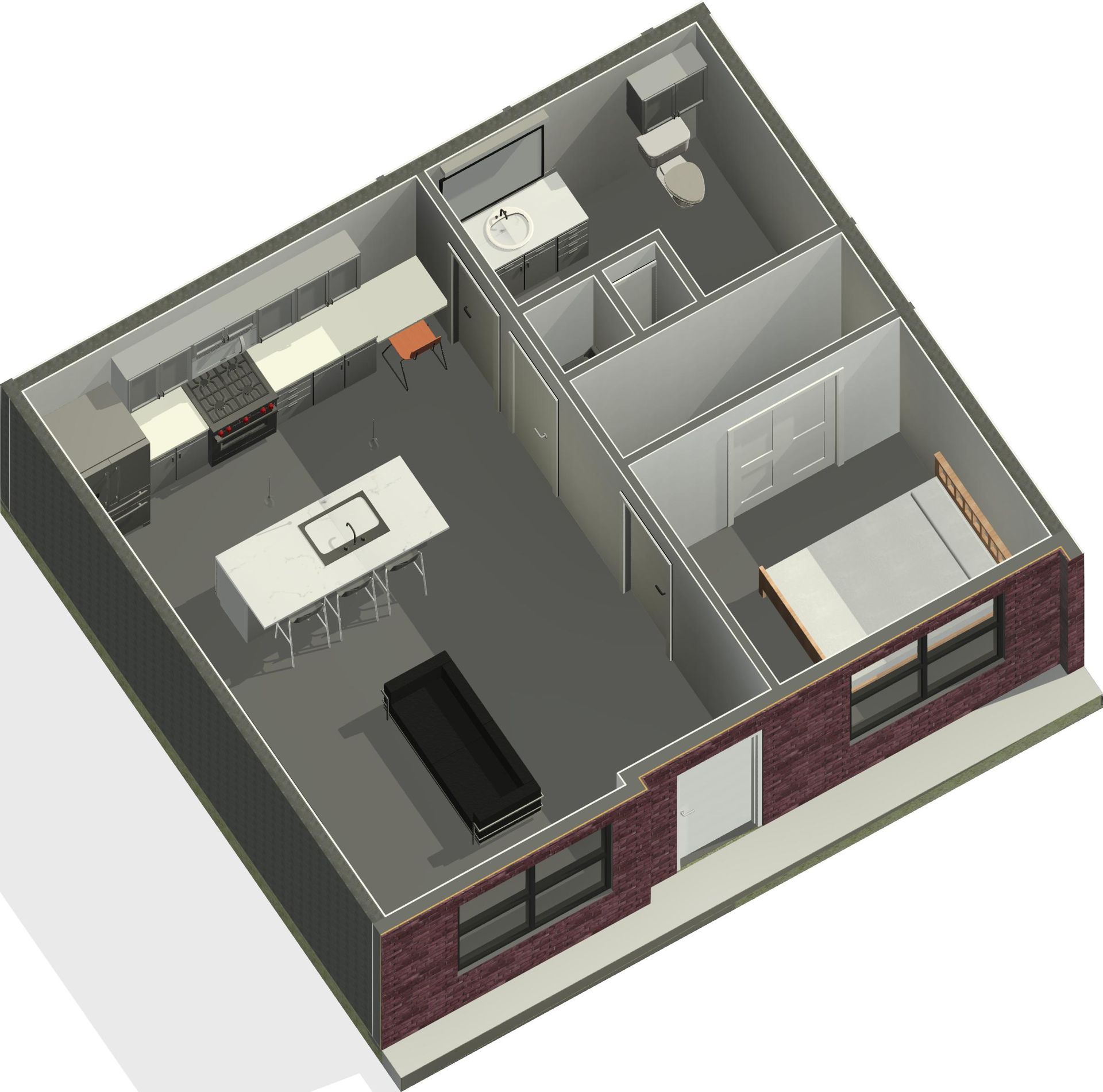 Unit F1 Floor Plan Rendering