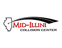 Mid-Illinois Collision Center logo with red and black text and a stylized Illinois outline