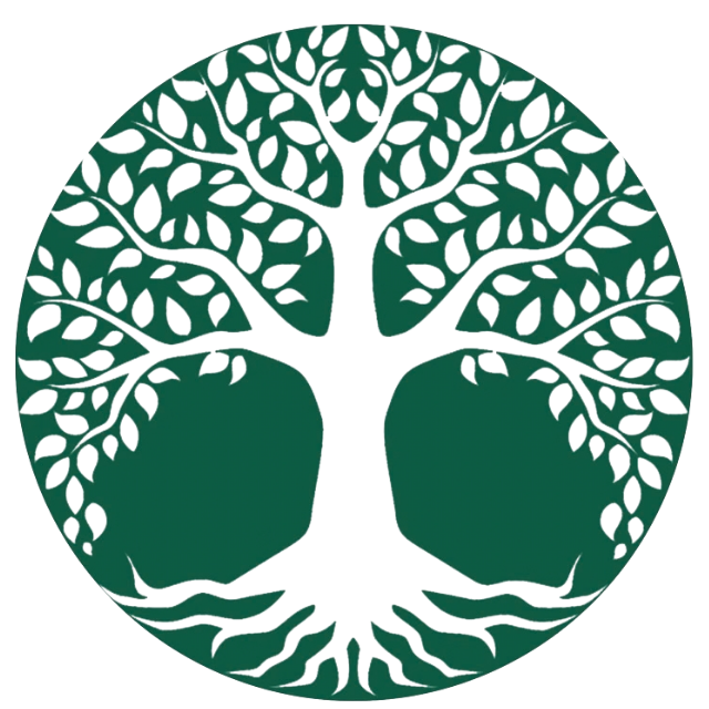 Green circular tree logo with white leafy branches forming a stylized trunk and roots