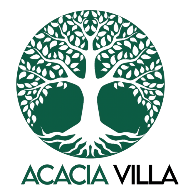Green tree logo with the text “ACACIA VILLA” below it