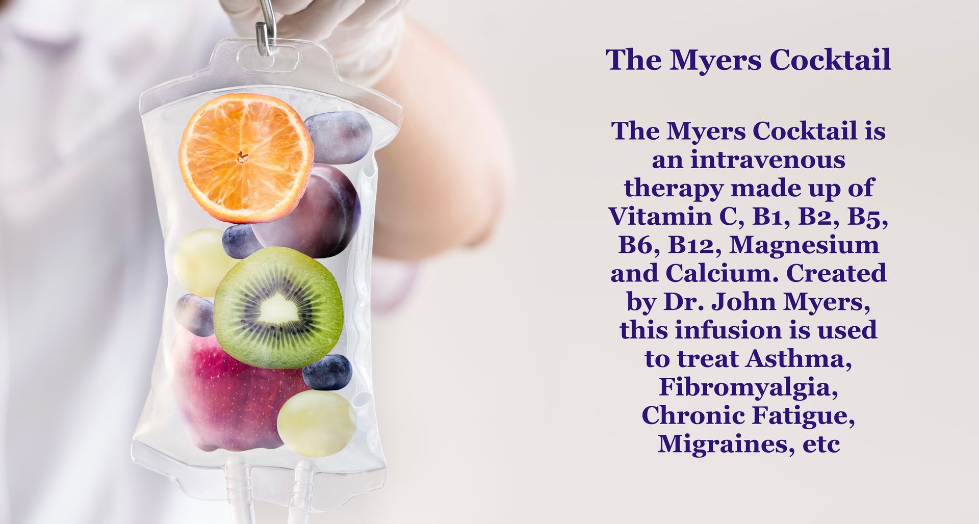 The myers cocktail is an intravenous therapy made up of vitamin c b1 b2 b5 and calcium