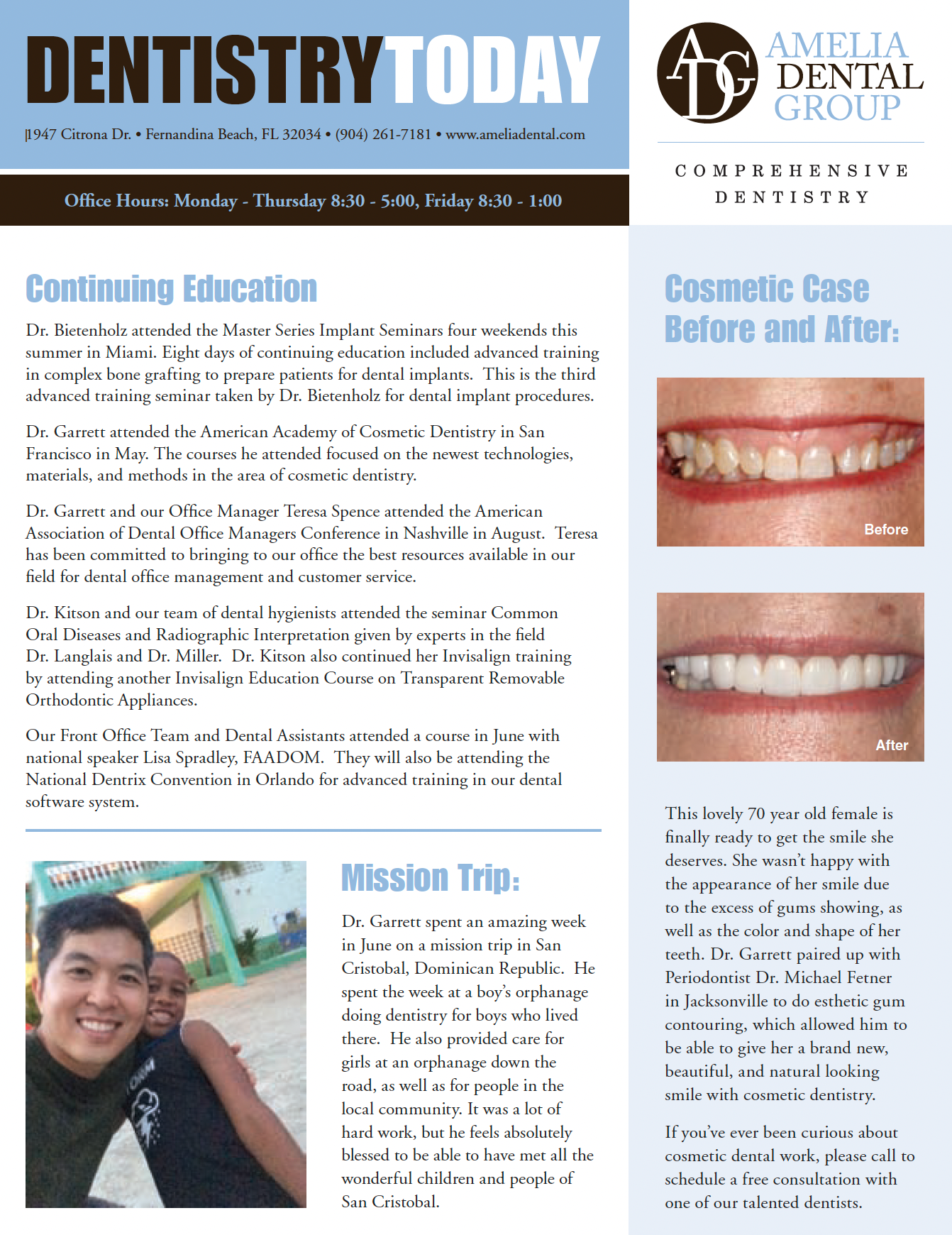 Dentistry Today magazine cover with articles and before-and-after dental photos