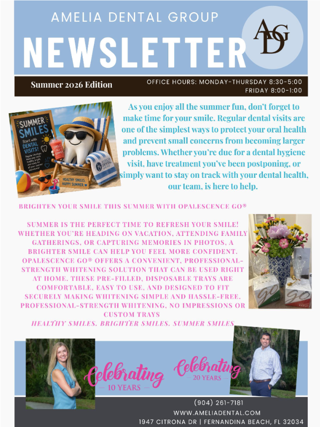 Dentistry Today newsletter page with “Happy Thanksgiving” message and Amilla Dental Group sidebar.