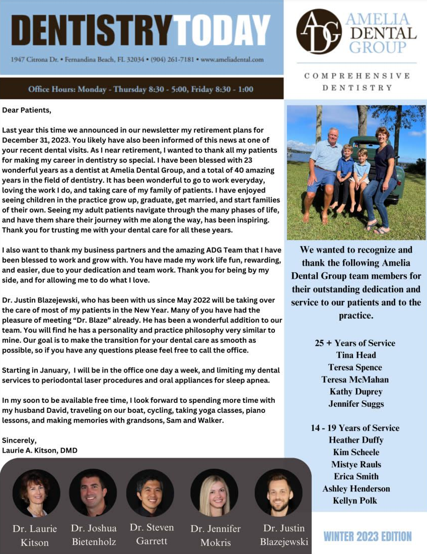 Dentistry Today magazine cover with ADA logo and a family photo on the right.