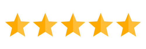 A row of five yellow stars on a white background.
