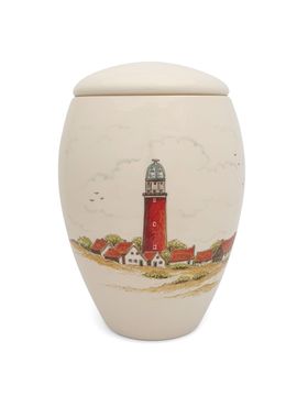 Urn Vuurtoren Texel 
hand beschilderd