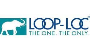 Logo of LOOP-LOC, a swimming pool cover company, with an elephant and teal background.