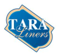 Logo of Tara Liners: Blue and tan geometric design with 