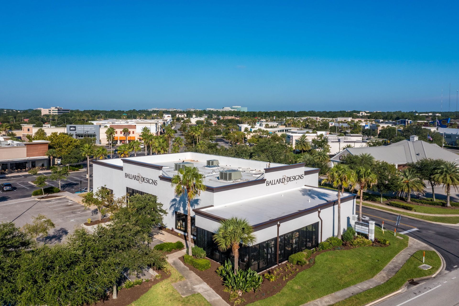 St. Johns Town Center Ballard Designs Aerial View With Trees — Jacksonville, FL — Hatchett Electrical Contracting