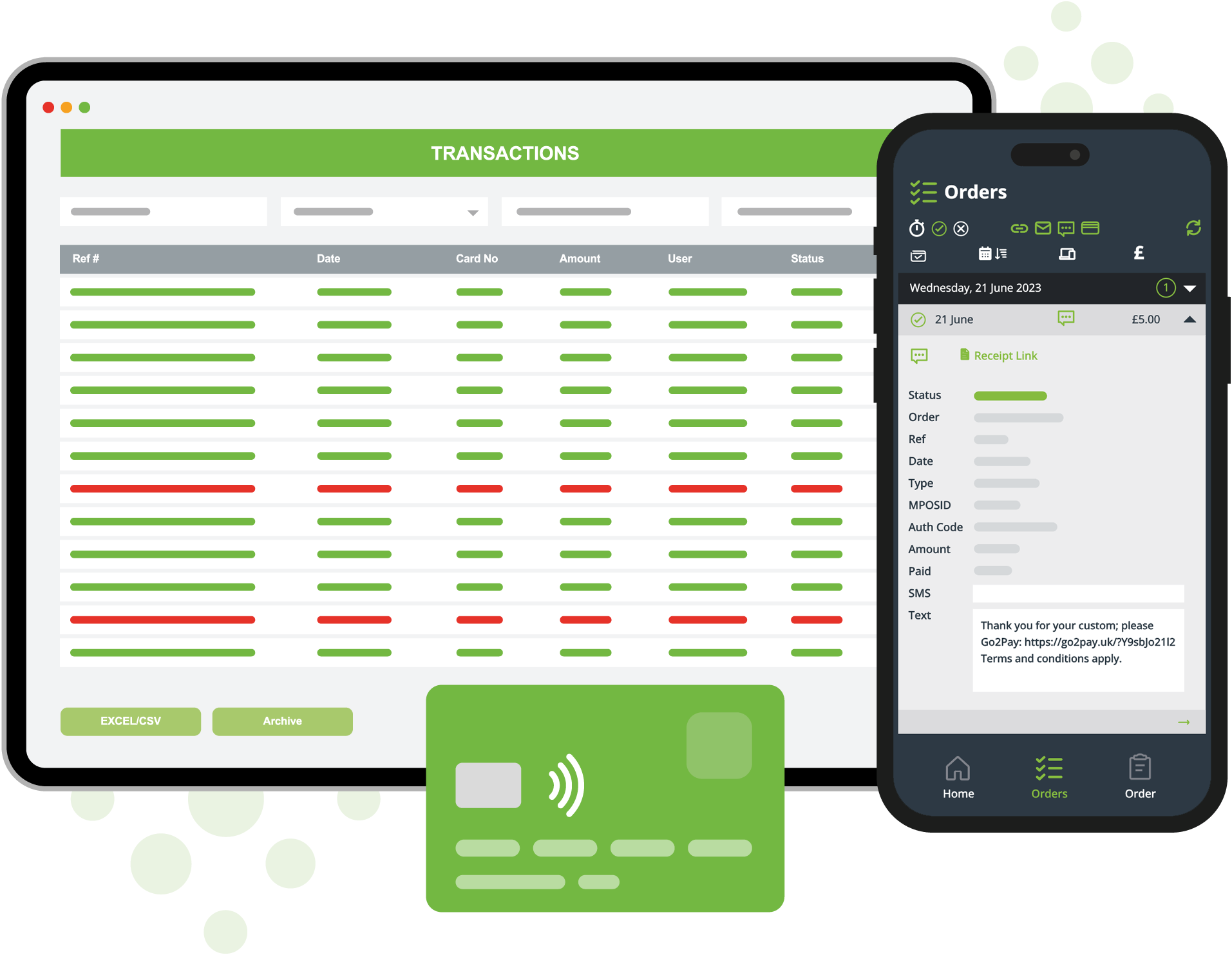 Adelante dashboards and Go2Pay app
