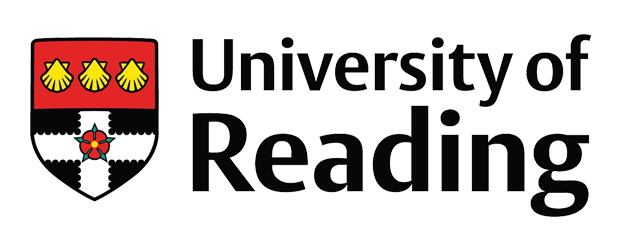 University of Reading logo: shield with three shells above checkered lower half, with 