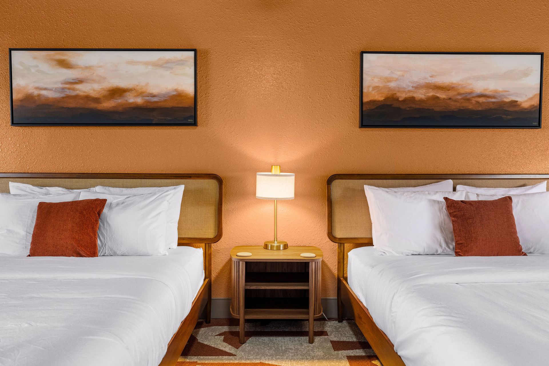 Double queen terracotta room. Has everything you need for a comfortable stay at Arka.