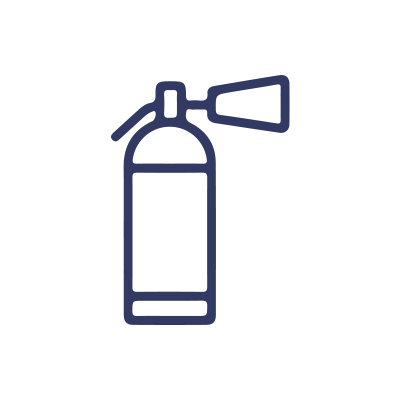 An icon of a fire extinguisher on a white background.