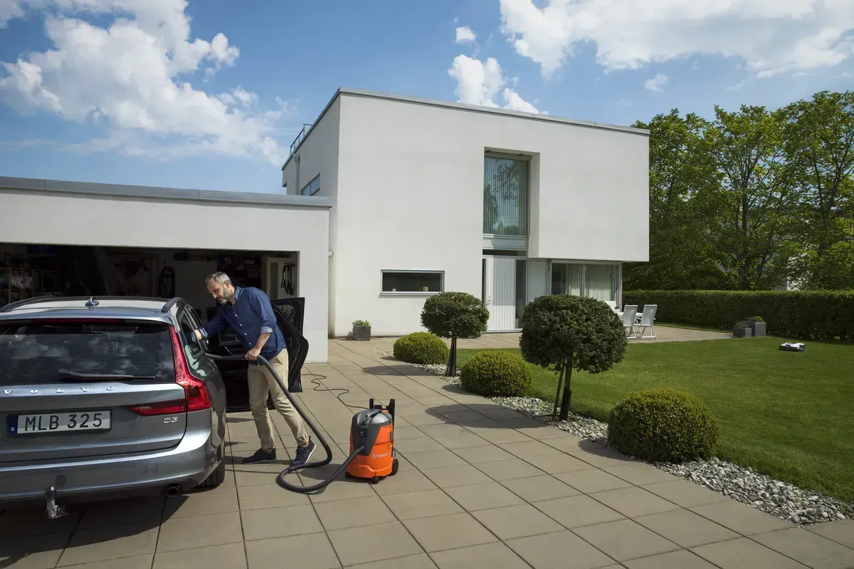 Using A Husqvarna Vacuum Cleaner To Clean The Car — CBS Chainsaw & Brushcutter Specialists - HUSQVARNA in Wauchope, NSW