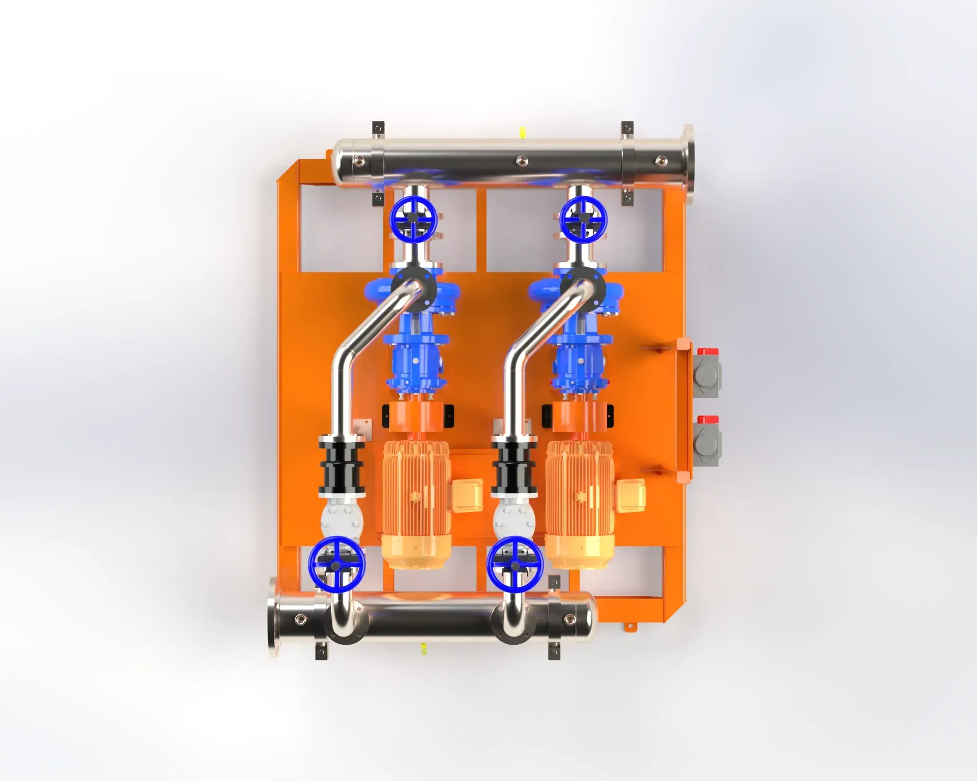 Top-down view of a surface pump skid for geothermal reinjection