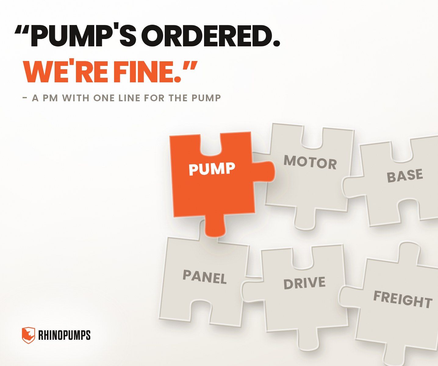 Six puzzle pieces with only the pump piece in place, the rest of the package still loose