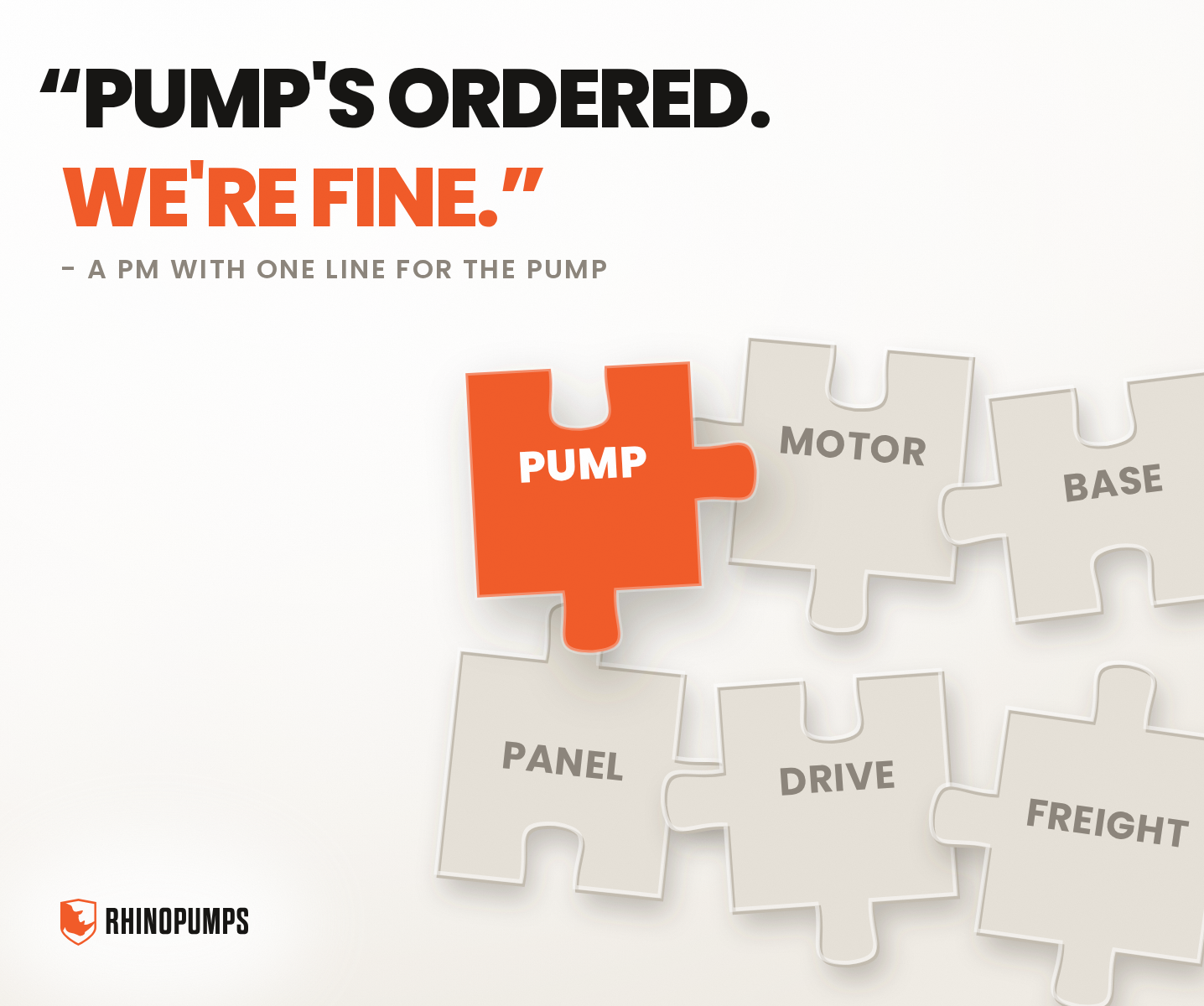 Six puzzle pieces with only the pump piece in place, the rest of the package still loose