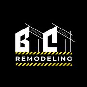 A logo for a remodeling company on a black background.