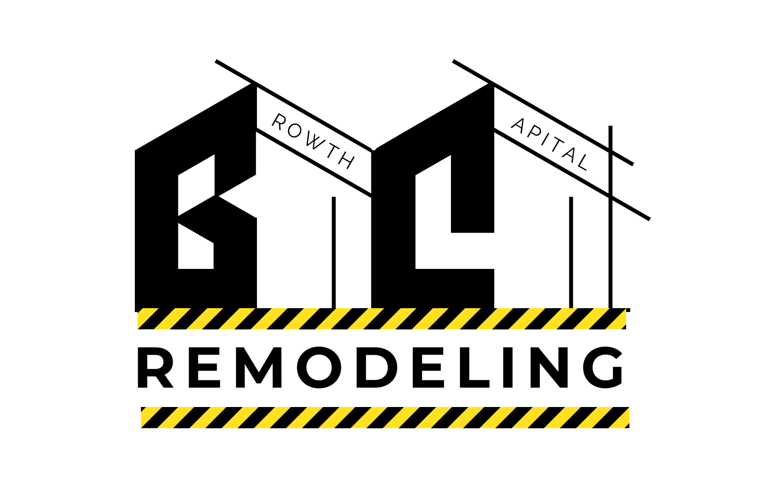 A black and white logo for a remodeling company.