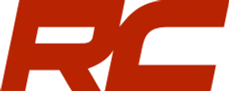 A red rc logo on a white background.