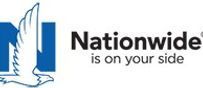A blue and white logo for nationwide is on your side.
