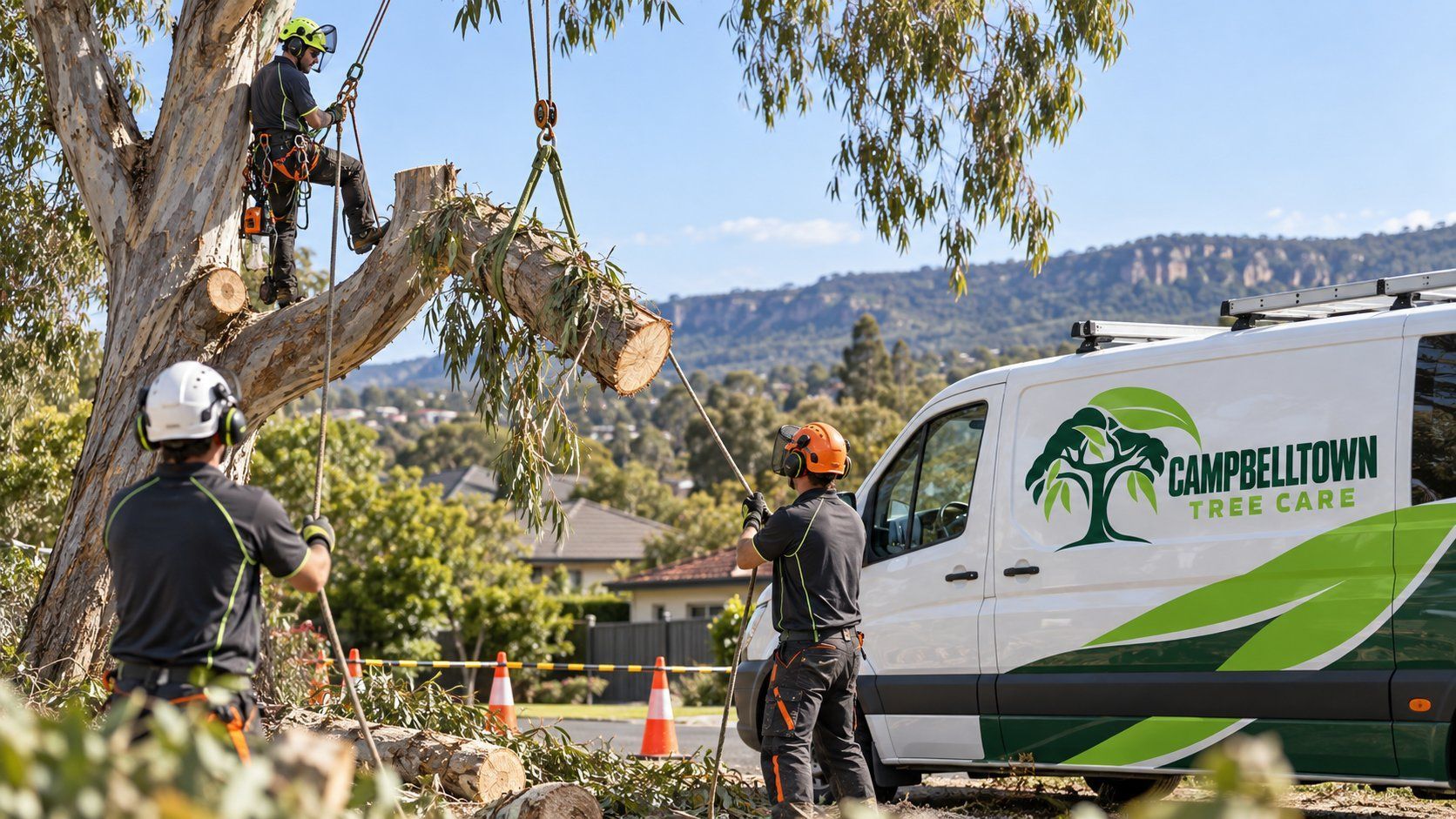 Person cutting tree bracnhes