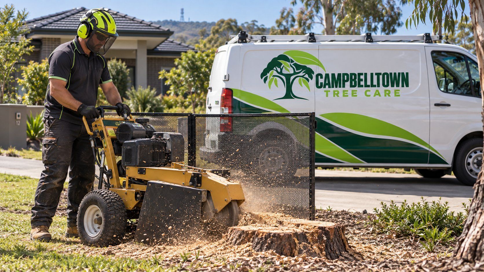 Grind a remaining tree stump