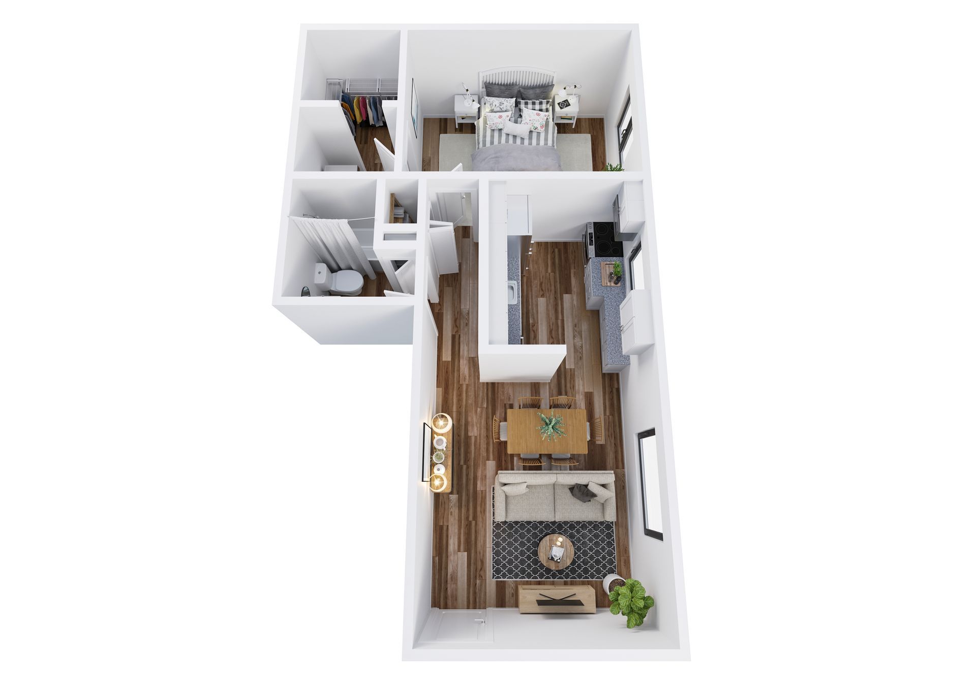 1 BED, 1 BATH Floor Plan