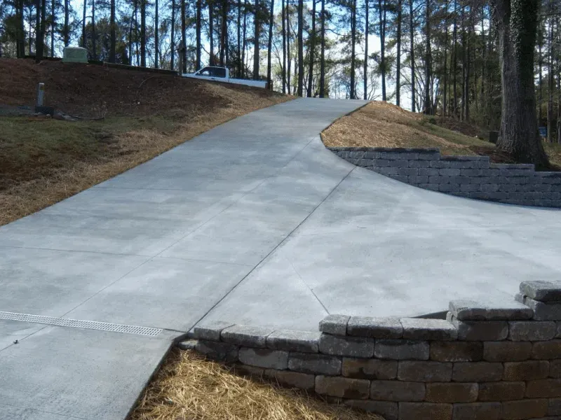 Road with Gray Brick Wall — Glade Hill, VA — Creative Curbs