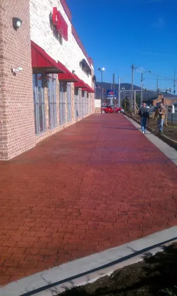 Red Brick Pathway and People — Glade Hill, VA — Creative Curbs