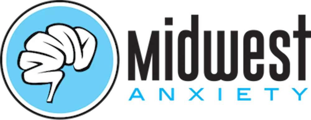 Midwest Anxiety logo with white brain icon in a blue circle and black text